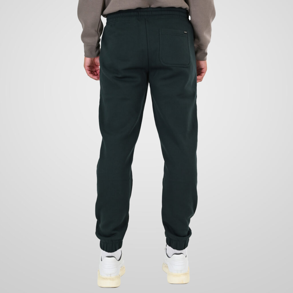 262MPAN-6055 JOGGER PANTS WITH ELASTIC WAISTBAND AND HEM WITH DENSE EMBROIDERY (BRUSHED FLEECE) FOREST GREEN
