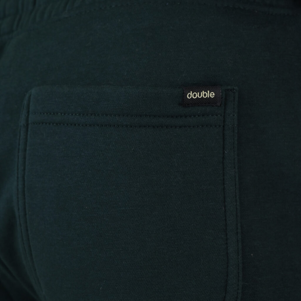 262MPAN-6055 JOGGER PANTS WITH ELASTIC WAISTBAND AND HEM WITH DENSE EMBROIDERY (BRUSHED FLEECE) FOREST GREEN