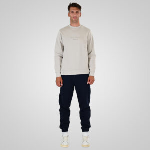 262MPAN-6055 JOGGER PANTS WITH ELASTIC WAISTBAND AND HEM WITH DENSE EMBROIDERY (BRUSHED FLEECE) NAVY