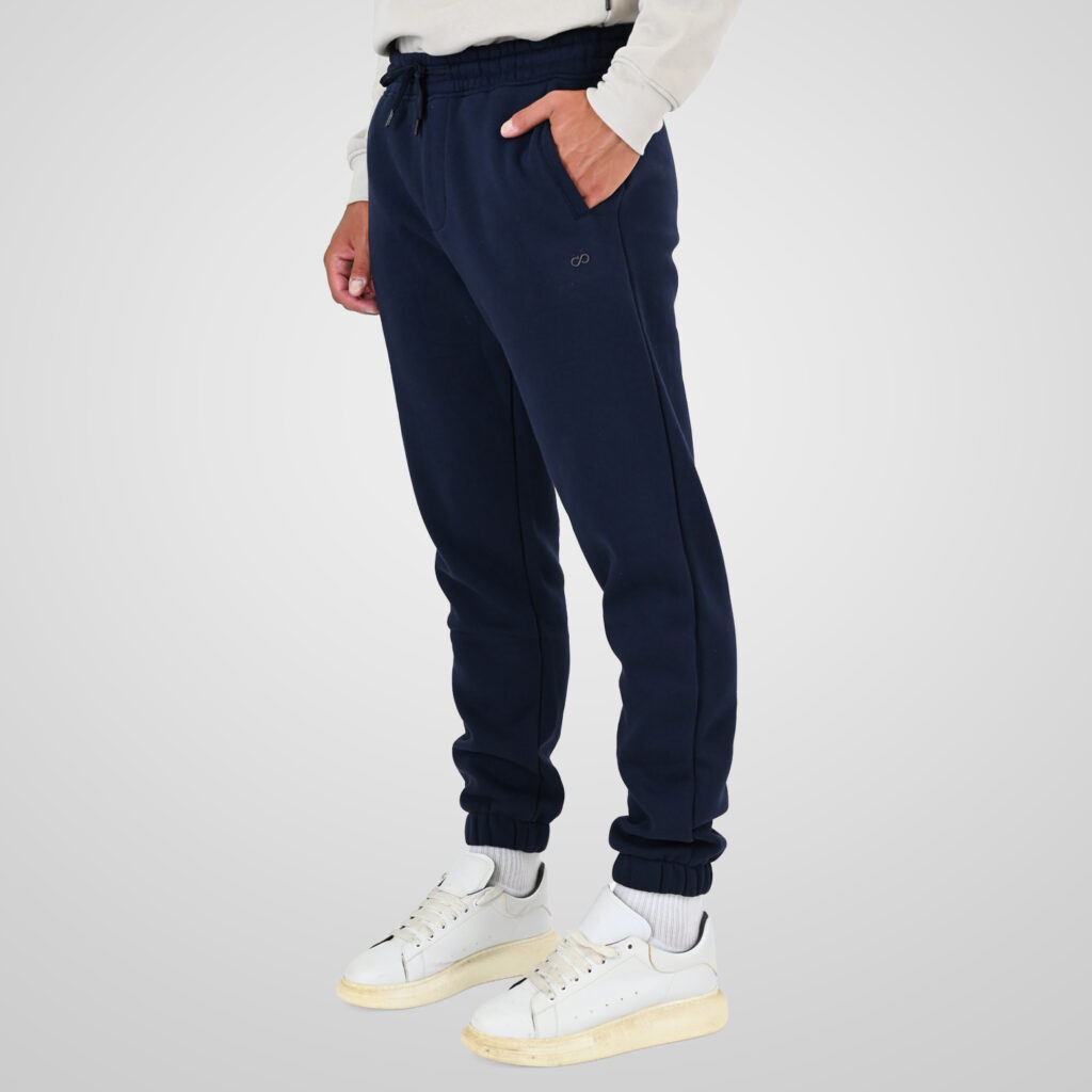 262MPAN-6055 JOGGER PANTS WITH ELASTIC WAISTBAND AND HEM WITH DENSE EMBROIDERY (BRUSHED FLEECE) NAVY