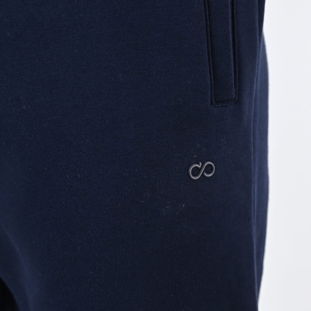 262MPAN-6055 JOGGER PANTS WITH ELASTIC WAISTBAND AND HEM WITH DENSE EMBROIDERY (BRUSHED FLEECE) NAVY