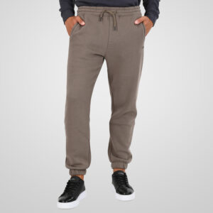 262MPAN-6055 JOGGER PANTS WITH ELASTIC WAISTBAND AND HEM WITH DENSE EMBROIDERY (BRUSHED FLEECE) TAUPE