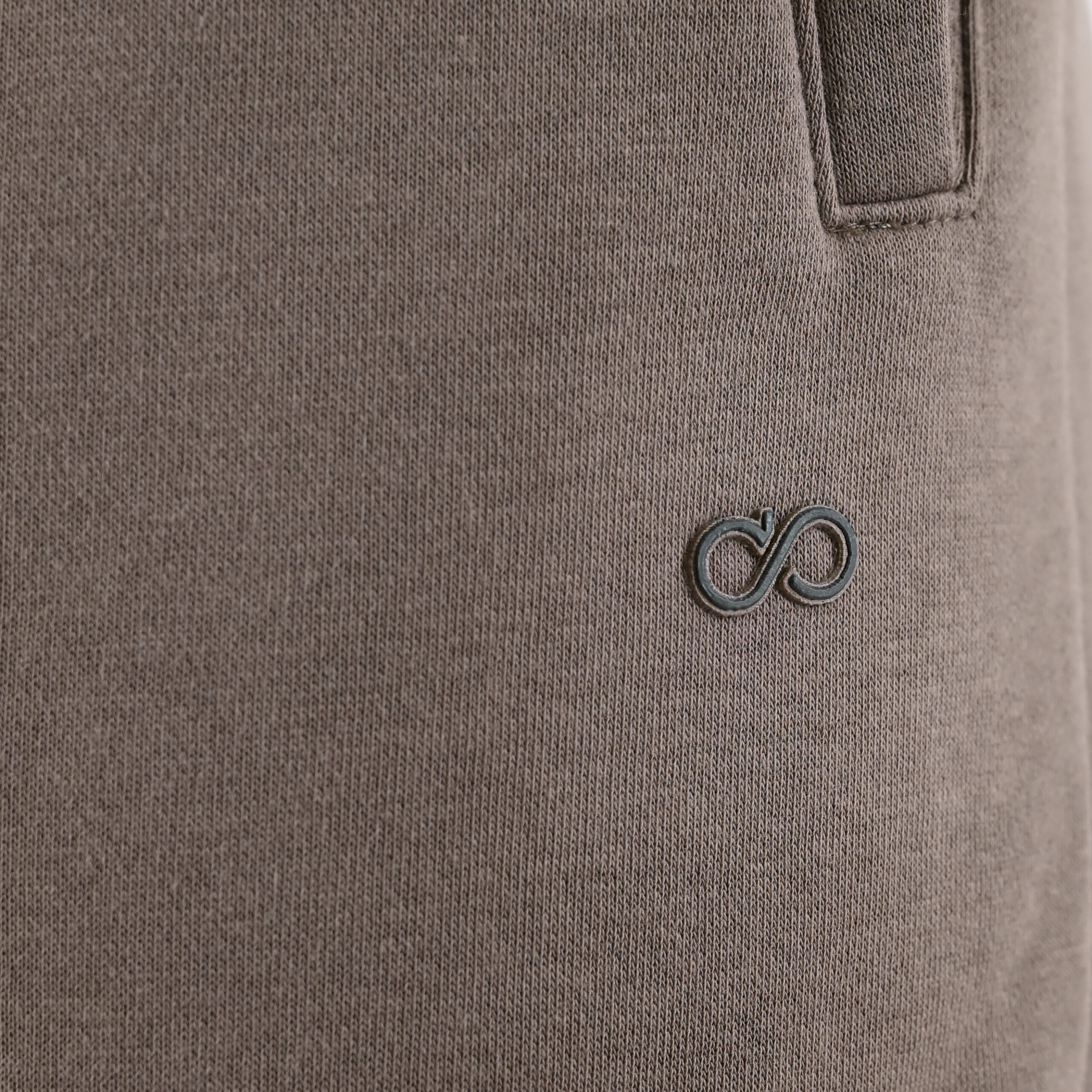 262MPAN-6055 JOGGER PANTS WITH ELASTIC WAISTBAND AND HEM WITH DENSE EMBROIDERY (BRUSHED FLEECE) TAUPE - Image 5