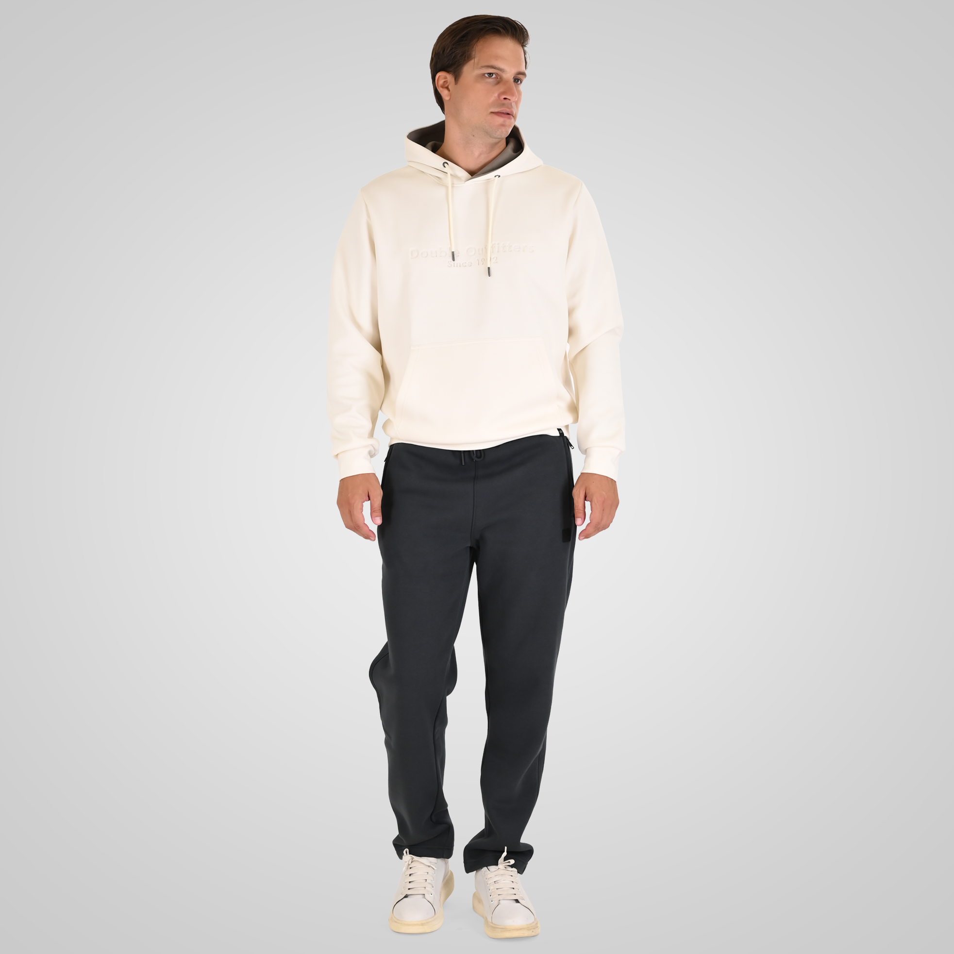 262MPAN-6056 JOGGER PANTS WITH ELASTIC WAISTBAND WITH ZIPPER POCKETS (BRUSHED FLEECE) ANTHRACITE - Image 2