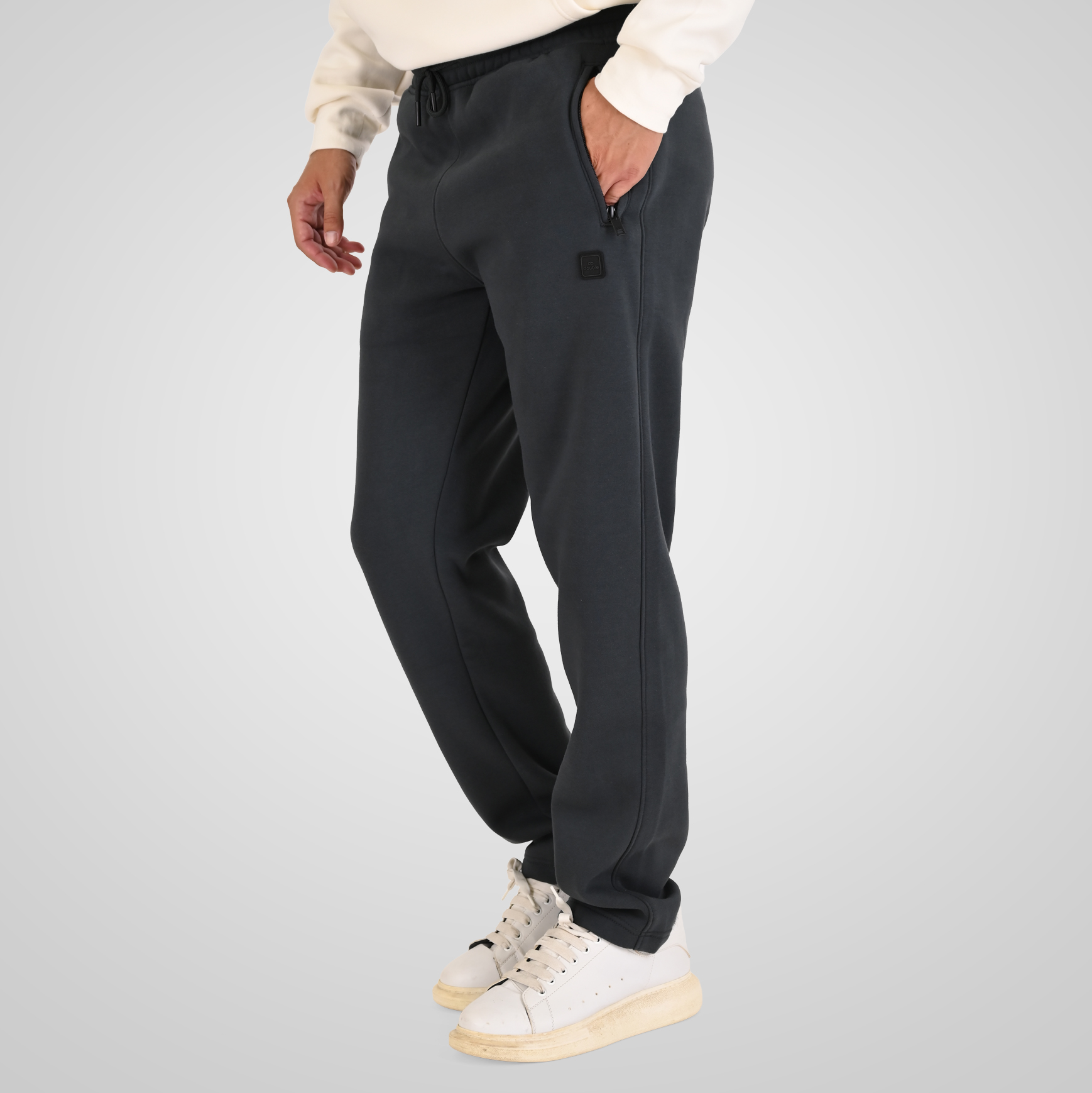 262MPAN-6056 JOGGER PANTS WITH ELASTIC WAISTBAND WITH ZIPPER POCKETS (BRUSHED FLEECE) ANTHRACITE - Image 3