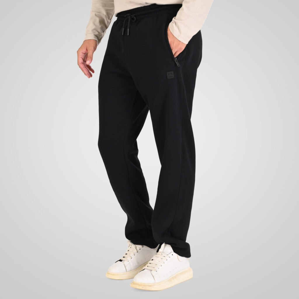 262MPAN-6056 JOGGER PANTS WITH ELASTIC WAISTBAND WITH ZIPPER POCKETS (BRUSHED FLEECE) BLACK