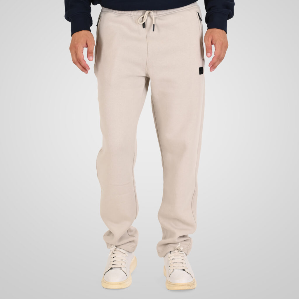 262MPAN-6056 JOGGER PANTS WITH ELASTIC WAISTBAND WITH ZIPPER POCKETS (BRUSHED FLEECE) ICE