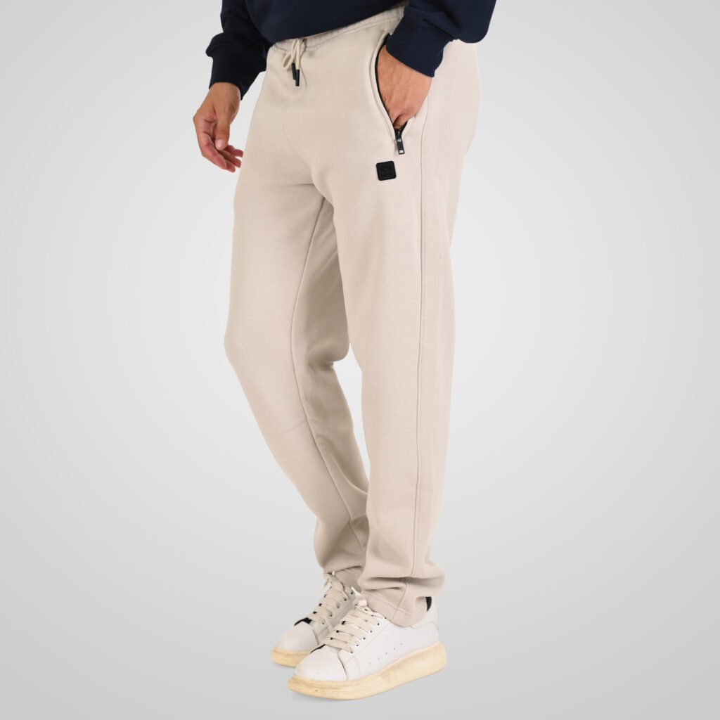 262MPAN-6056 JOGGER PANTS WITH ELASTIC WAISTBAND WITH ZIPPER POCKETS (BRUSHED FLEECE) ICE