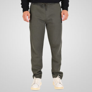 262MPAN-6056 JOGGER PANTS WITH ELASTIC WAISTBAND WITH ZIPPER POCKETS (BRUSHED FLEECE) KHAKI