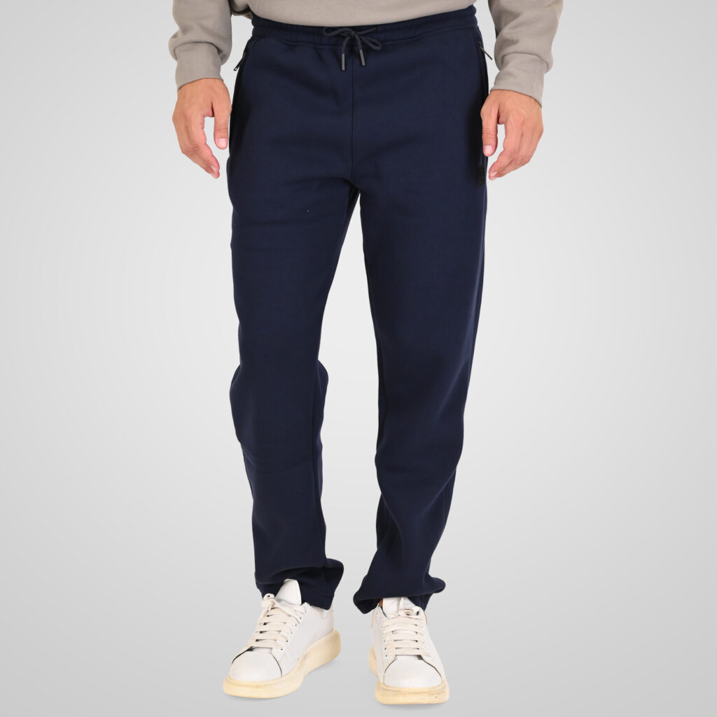 262MPAN-6056 JOGGER PANTS WITH ELASTIC WAISTBAND WITH ZIPPER POCKETS (BRUSHED FLEECE) NAVY