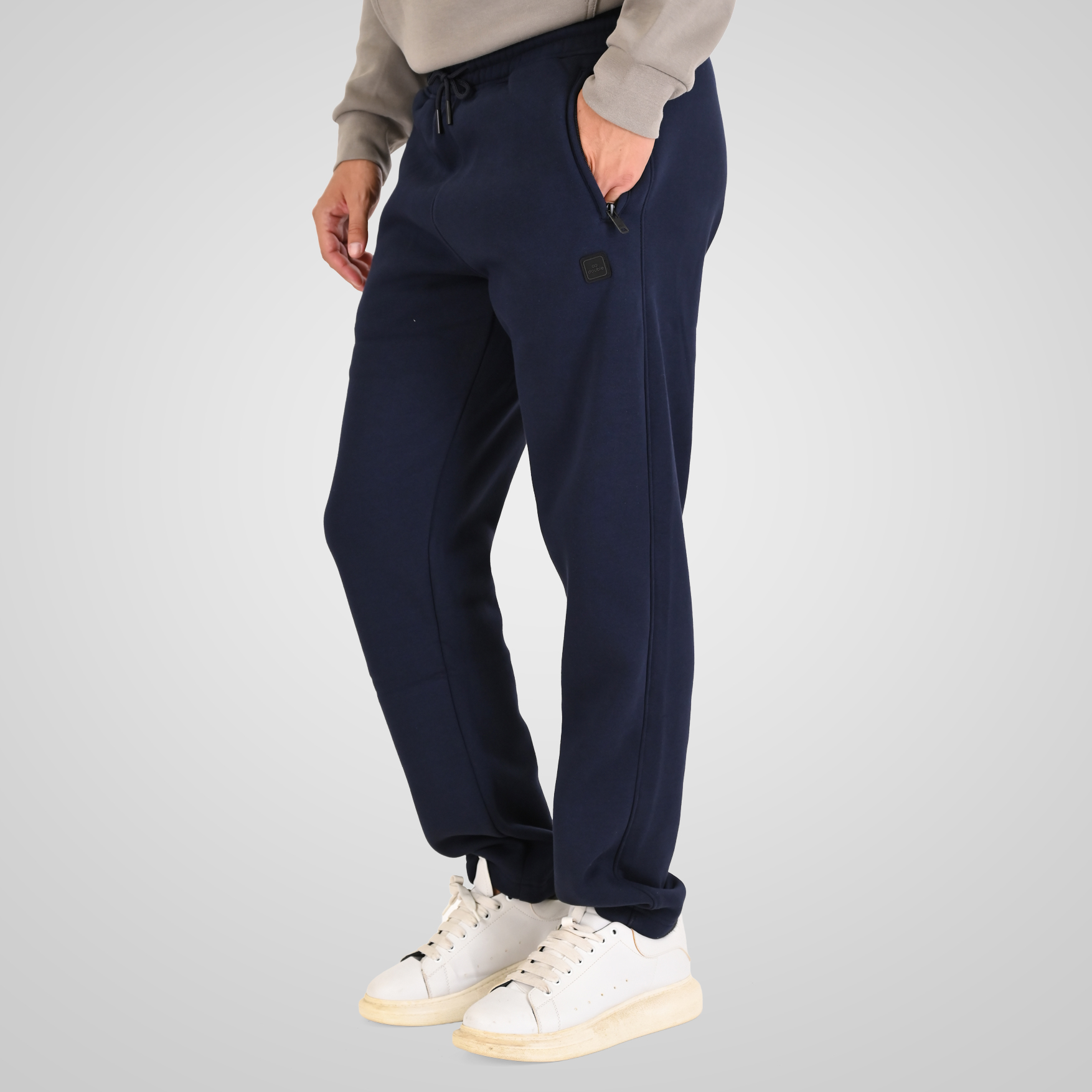 262MPAN-6056 JOGGER PANTS WITH ELASTIC WAISTBAND WITH ZIPPER POCKETS (BRUSHED FLEECE) NAVY - Image 3