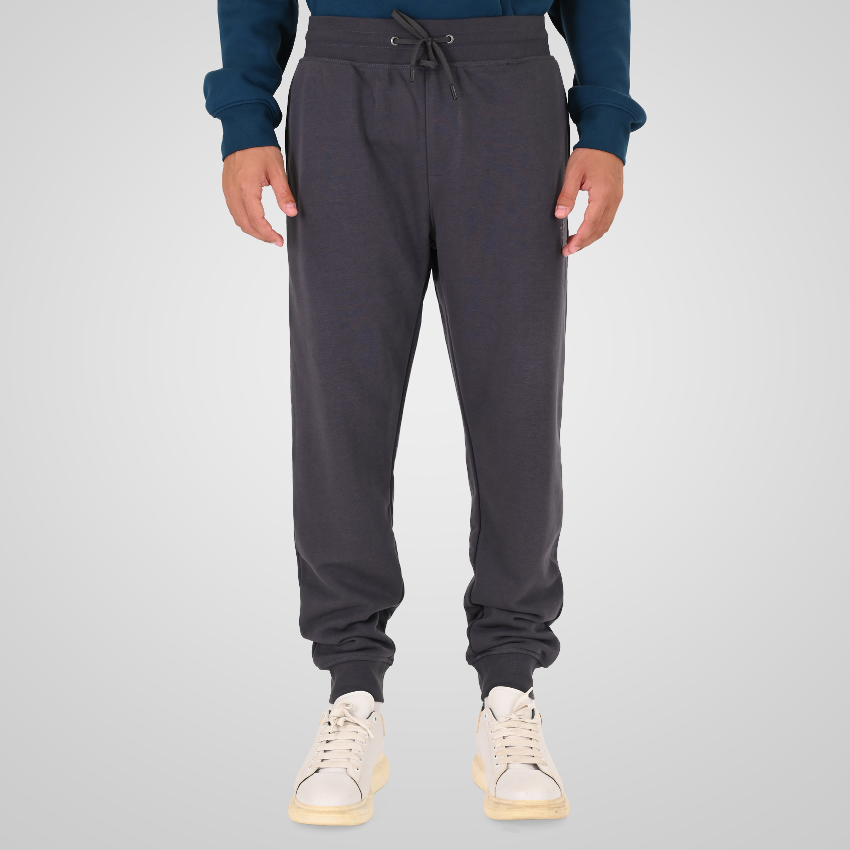 262MPAN-6057 JOGGER PANTS WITH ELASTIC WAISTBAND AND HEM AND HIGH DENSITY PRINT (TERRY FLEECE) ANTHRACITE - Image 1