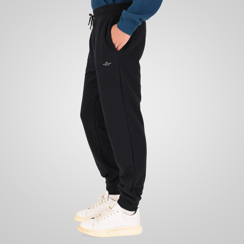 262MPAN-6057 JOGGER PANTS WITH ELASTIC WAISTBAND AND HEM AND HIGH DENSITY PRINT (TERRY FLEECE) BLACK