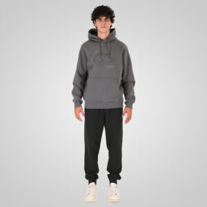 262MPAN-6057 JOGGER PANTS WITH ELASTIC WAISTBAND AND HEM AND HIGH DENSITY PRINT (TERRY FLEECE) DEEP FOREST