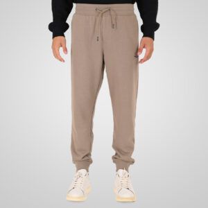 262MPAN-6057 JOGGER PANTS WITH ELASTIC WAISTBAND AND HEM AND HIGH DENSITY PRINT (TERRY FLEECE) DK BEIGE