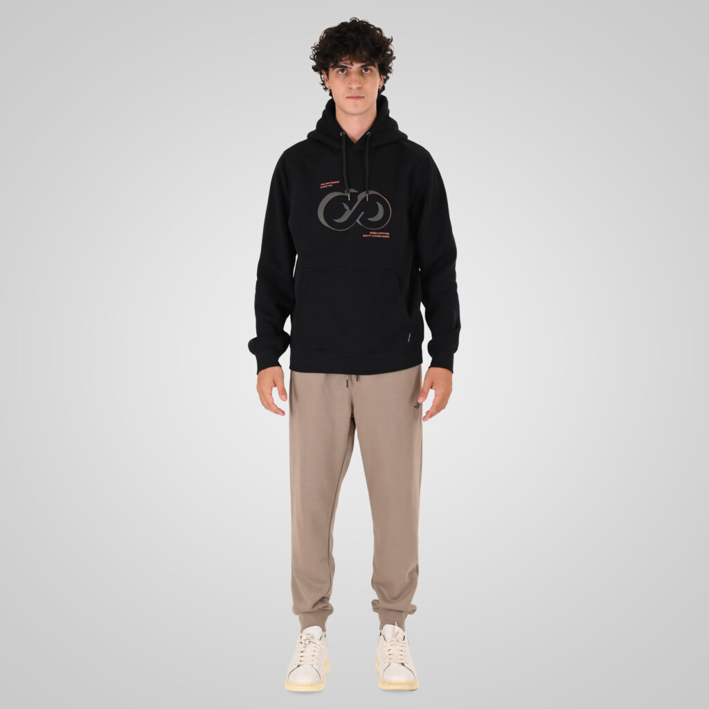 262MPAN-6057 JOGGER PANTS WITH ELASTIC WAISTBAND AND HEM AND HIGH DENSITY PRINT (TERRY FLEECE) DK BEIGE