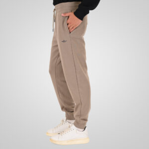 262MPAN-6057 JOGGER PANTS WITH ELASTIC WAISTBAND AND HEM AND HIGH DENSITY PRINT (TERRY FLEECE) DK BEIGE - Image 3