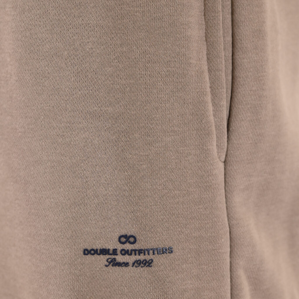 262MPAN-6057 JOGGER PANTS WITH ELASTIC WAISTBAND AND HEM AND HIGH DENSITY PRINT (TERRY FLEECE) DK BEIGE