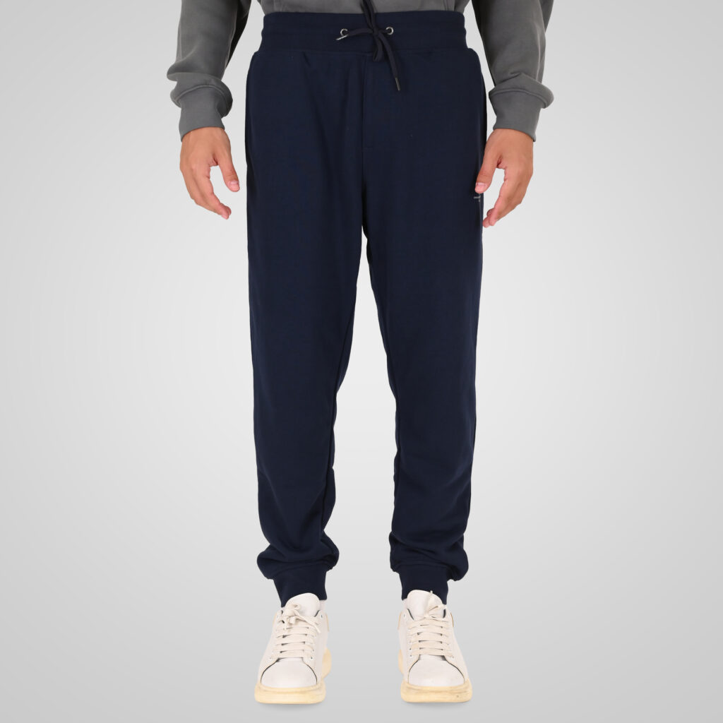 262MPAN-6057 JOGGER PANTS WITH ELASTIC WAISTBAND AND HEM AND HIGH DENSITY PRINT (TERRY FLEECE) NAVY