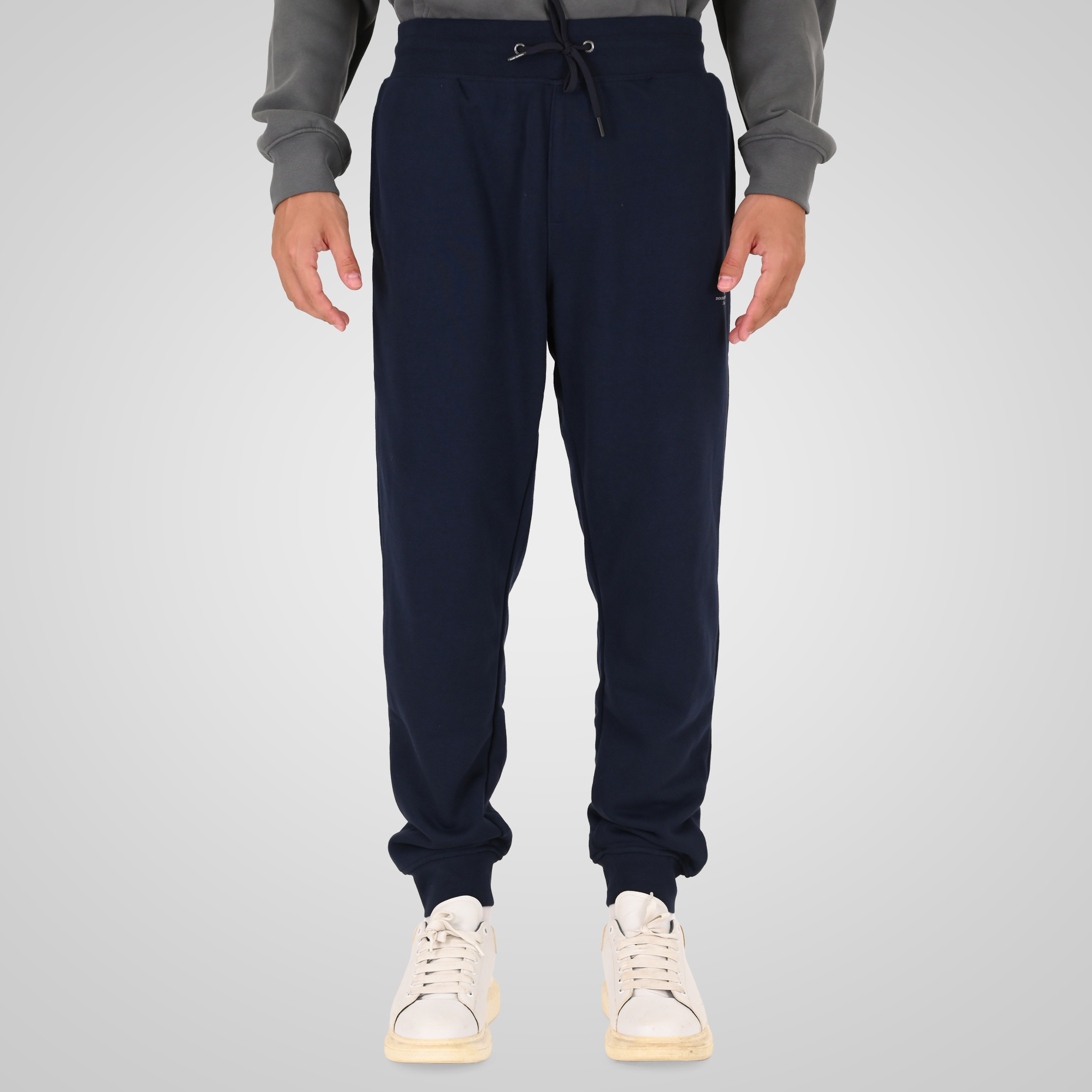 262MPAN-6057 JOGGER PANTS WITH ELASTIC WAISTBAND AND HEM AND HIGH DENSITY PRINT (TERRY FLEECE) NAVY - Image 1
