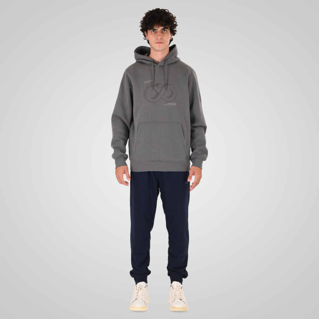 262MPAN-6057 JOGGER PANTS WITH ELASTIC WAISTBAND AND HEM AND HIGH DENSITY PRINT (TERRY FLEECE) NAVY