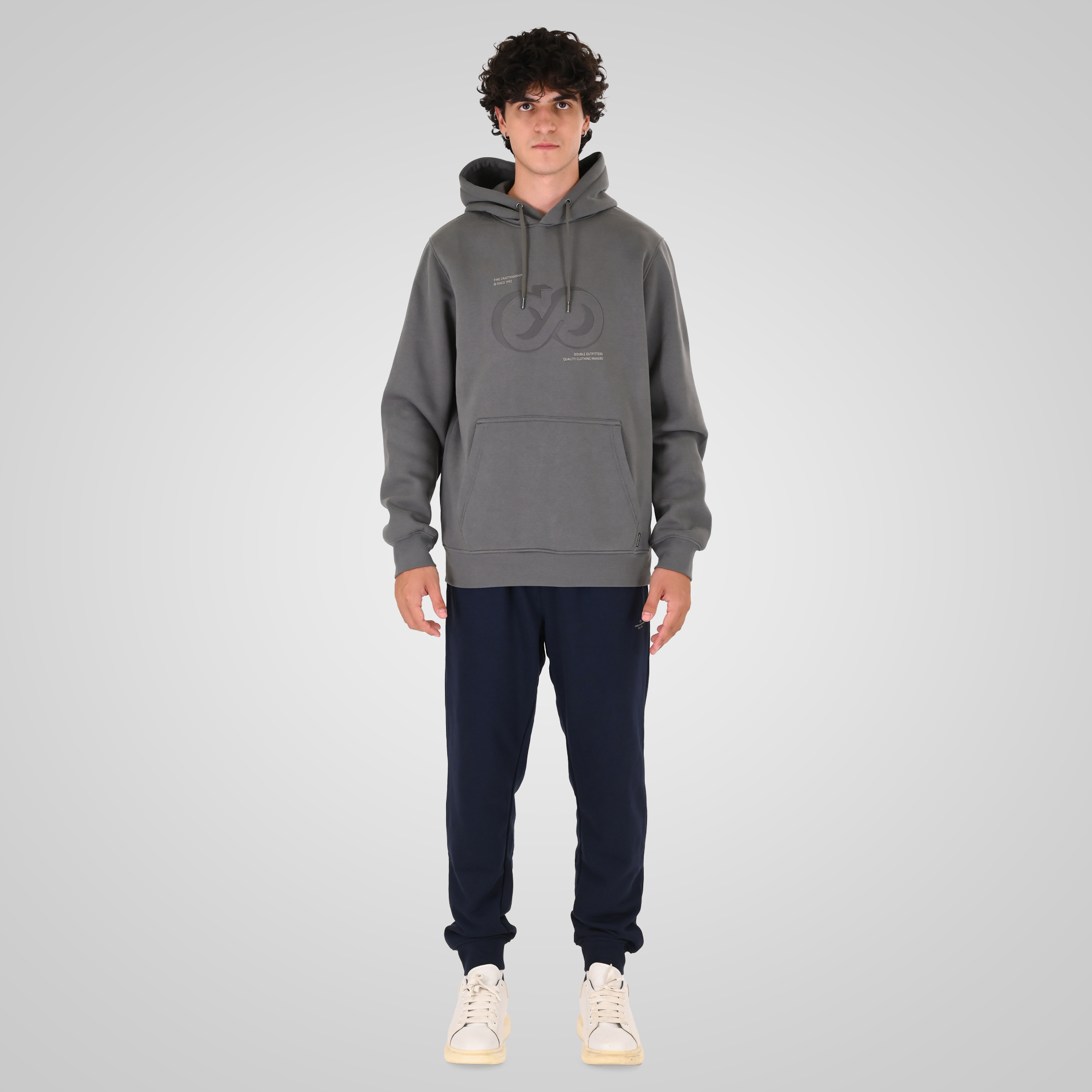 262MPAN-6057 JOGGER PANTS WITH ELASTIC WAISTBAND AND HEM AND HIGH DENSITY PRINT (TERRY FLEECE) NAVY - Image 2
