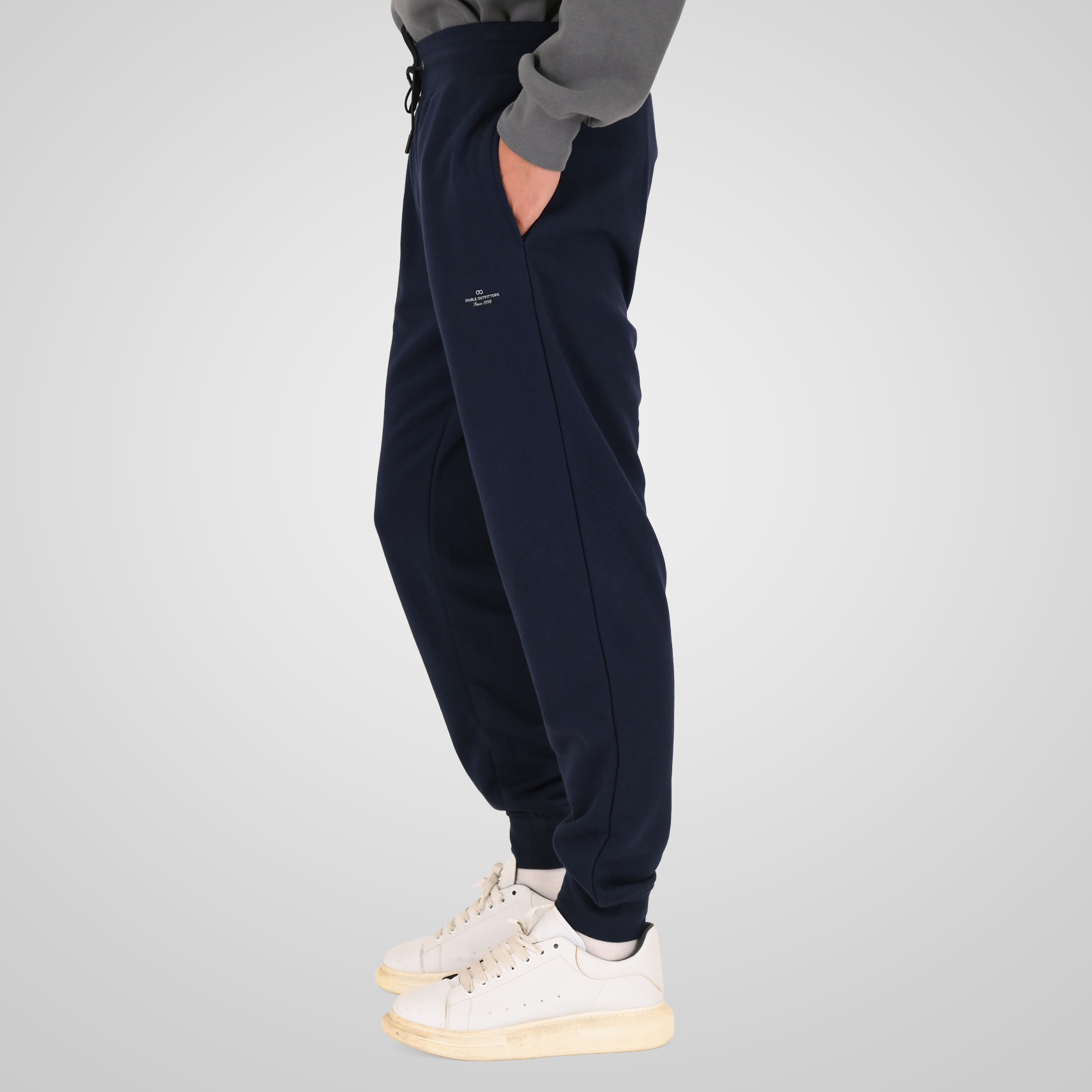 262MPAN-6057 JOGGER PANTS WITH ELASTIC WAISTBAND AND HEM AND HIGH DENSITY PRINT (TERRY FLEECE) NAVY - Image 3