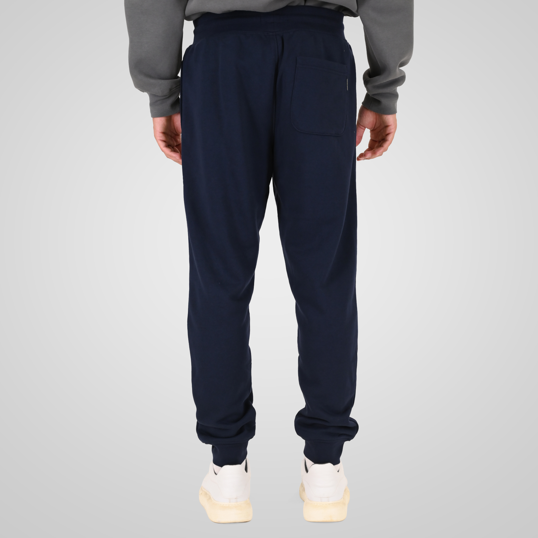 262MPAN-6057 JOGGER PANTS WITH ELASTIC WAISTBAND AND HEM AND HIGH DENSITY PRINT (TERRY FLEECE) NAVY - Image 4