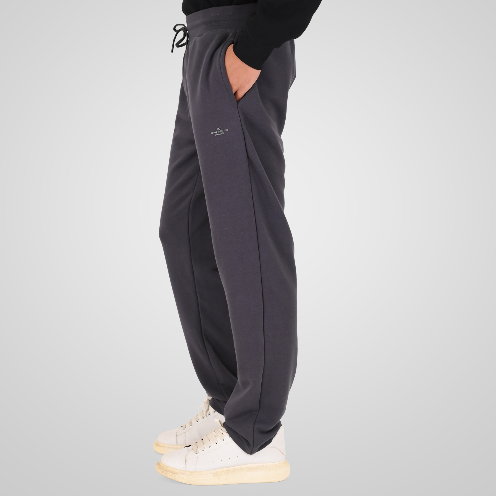 262MPAN-6058 JOGGER PANTS WITH ELASTIC WAISTBAND AND HIGH DENSITY PRINT (TERRY FLEECE) ANTHRACITE - Image 3