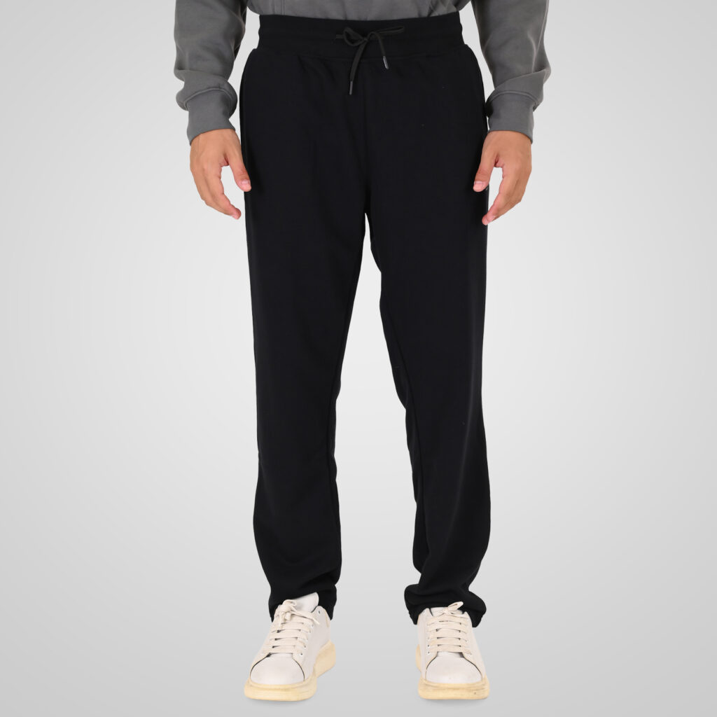262MPAN-6058 JOGGER PANTS WITH ELASTIC WAISTBAND AND HIGH DENSITY PRINT (TERRY FLEECE) BLACK