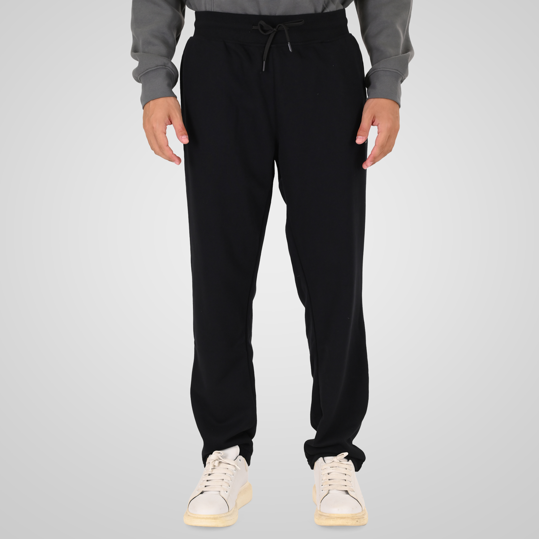 262MPAN-6058 JOGGER PANTS WITH ELASTIC WAISTBAND AND HIGH DENSITY PRINT (TERRY FLEECE) BLACK - Image 1