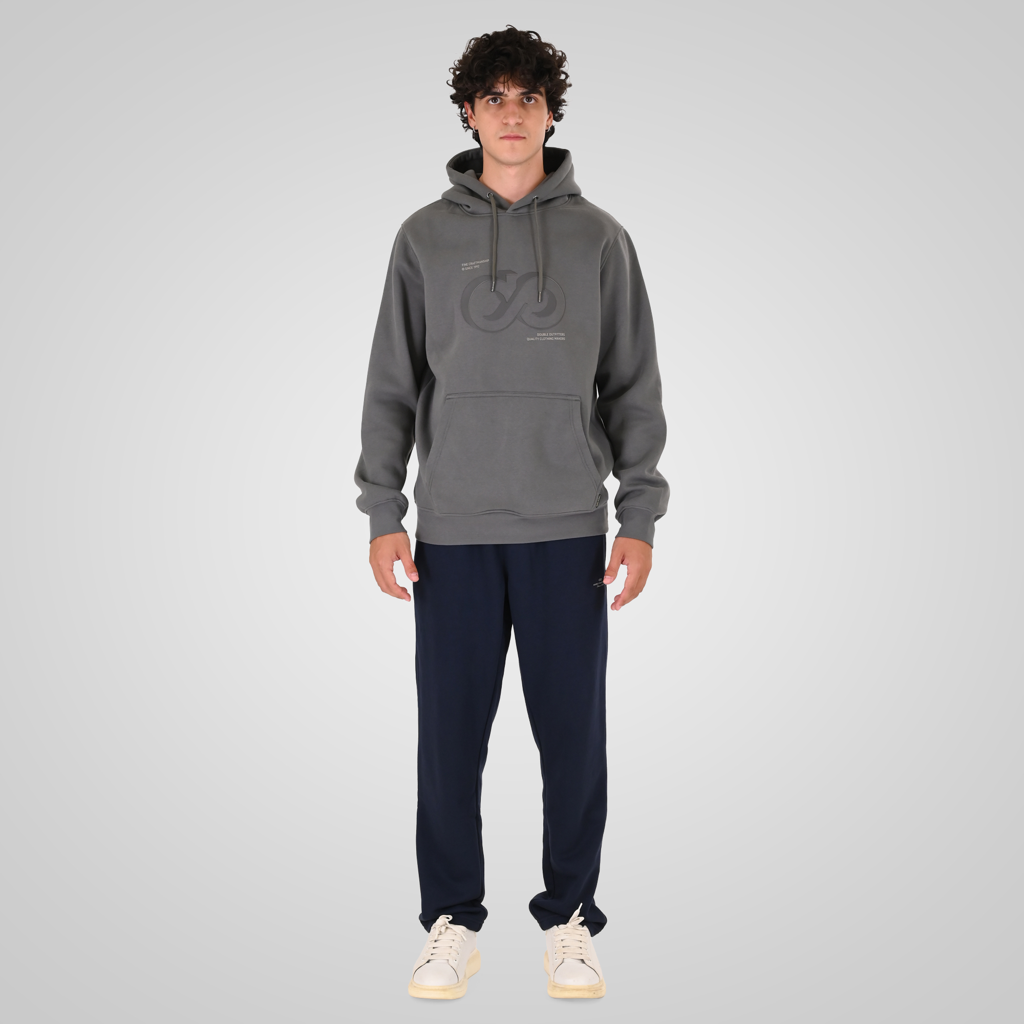 262MPAN-6058 JOGGER PANTS WITH ELASTIC WAISTBAND AND HIGH DENSITY PRINT (TERRY FLEECE) NAVY - Image 2