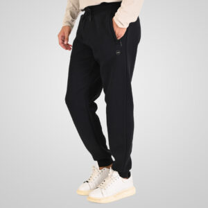 262MPAN-6059 JOGGER PANTS WITH ELASTIC WAISTBAND AND HEM WITH ZIPPER POCKETS (INTERLOCK) BLACK - Image 3