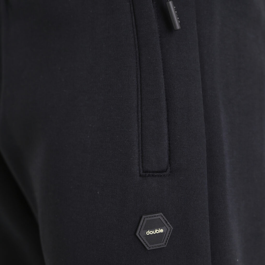 262MPAN-6059 JOGGER PANTS WITH ELASTIC WAISTBAND AND HEM WITH ZIPPER POCKETS (INTERLOCK) BLACK