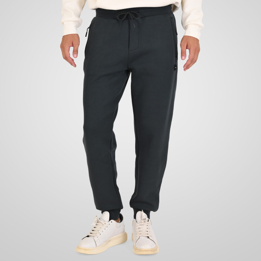 262MPAN-6059 JOGGER PANTS WITH ELASTIC WAISTBAND AND HEM WITH ZIPPER POCKETS (INTERLOCK) SHADOW GREEN