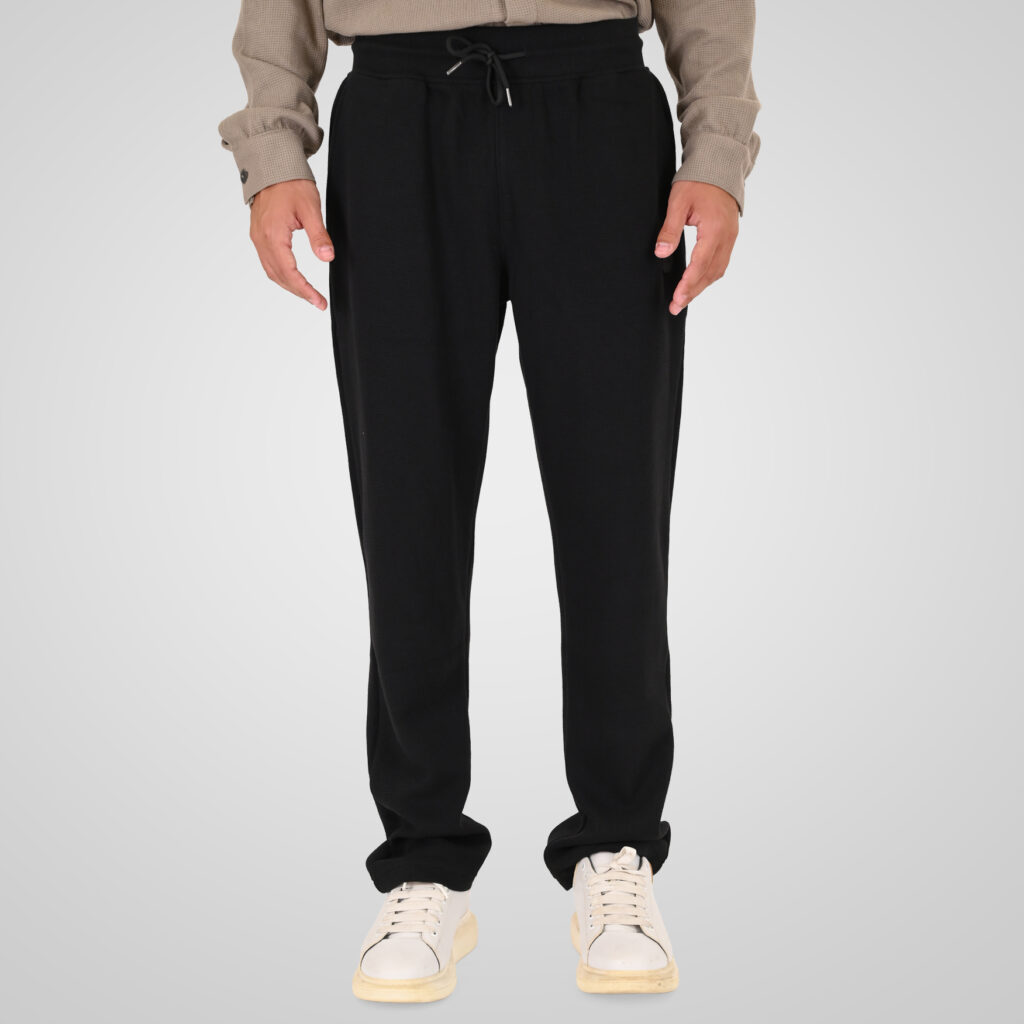 262MPAN-6060 JOGGER PANTS WITH ELASTIC WAISTBAND (WAFFLE) BLACK