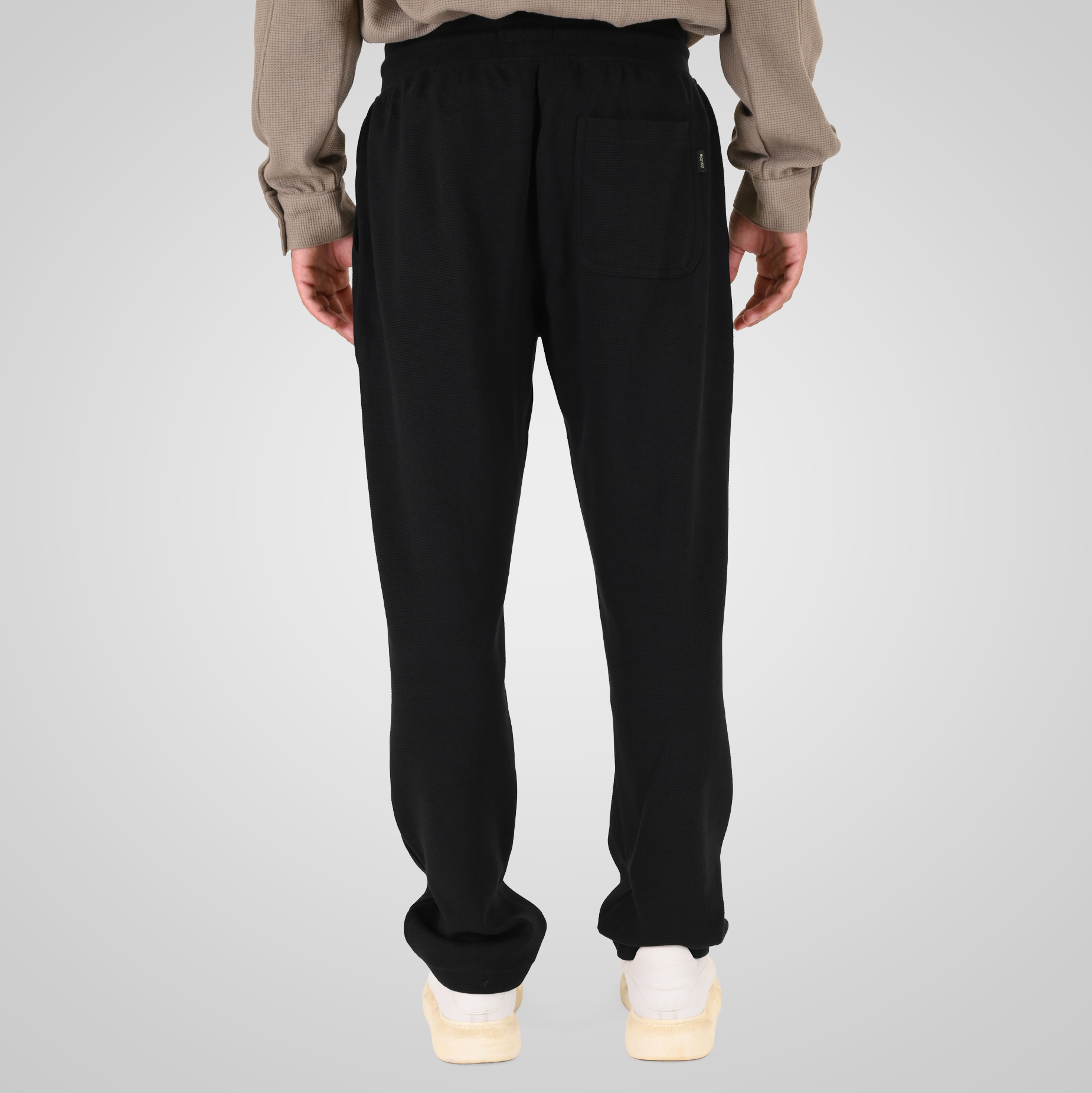 262MPAN-6060 JOGGER PANTS WITH ELASTIC WAISTBAND (WAFFLE) BLACK - Image 4
