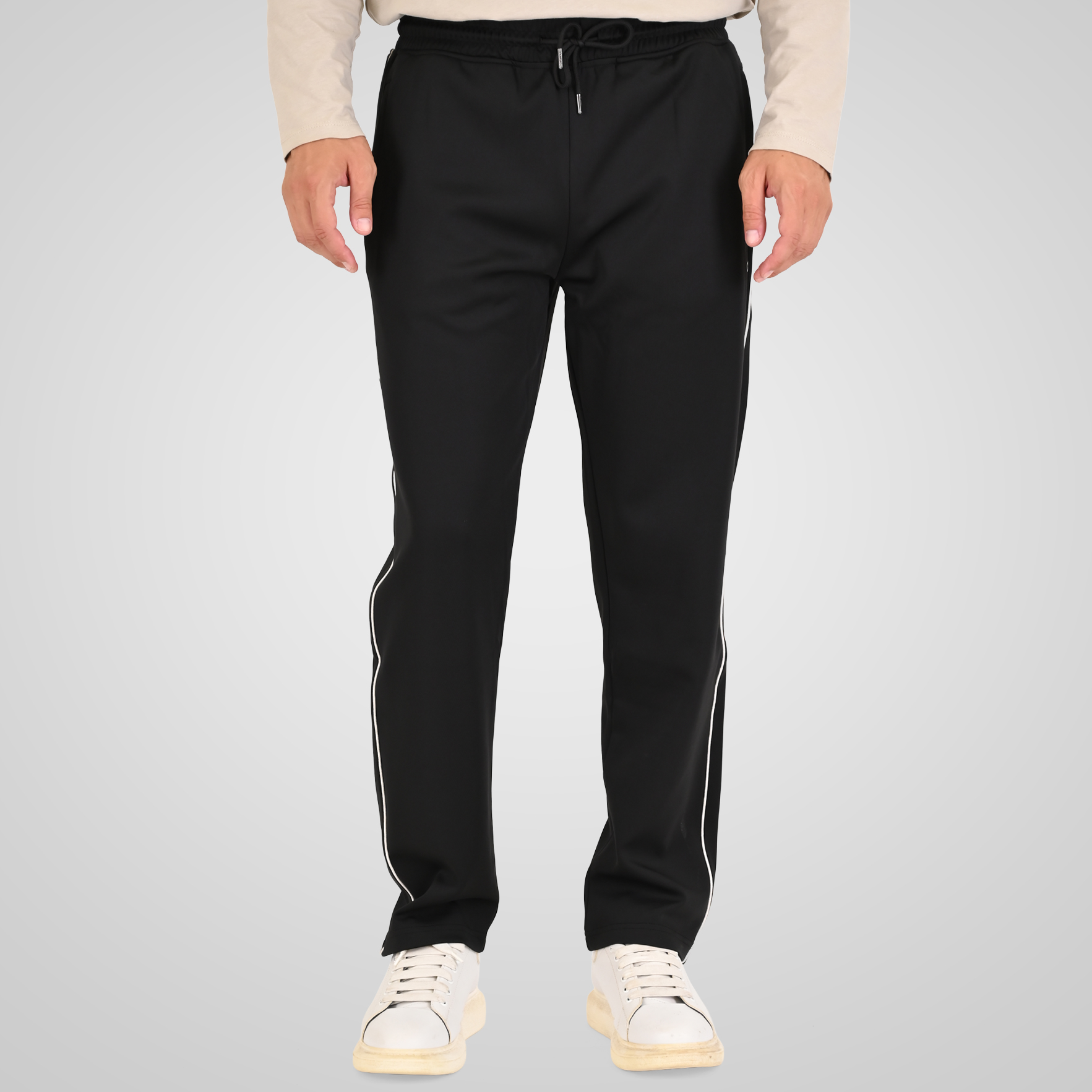 262MPAN-6061 JOGGER PANTS WITH ELASTIC WAISTBAND. HIGH DENSITY PRINT AND PIPING BLACK - Image 1