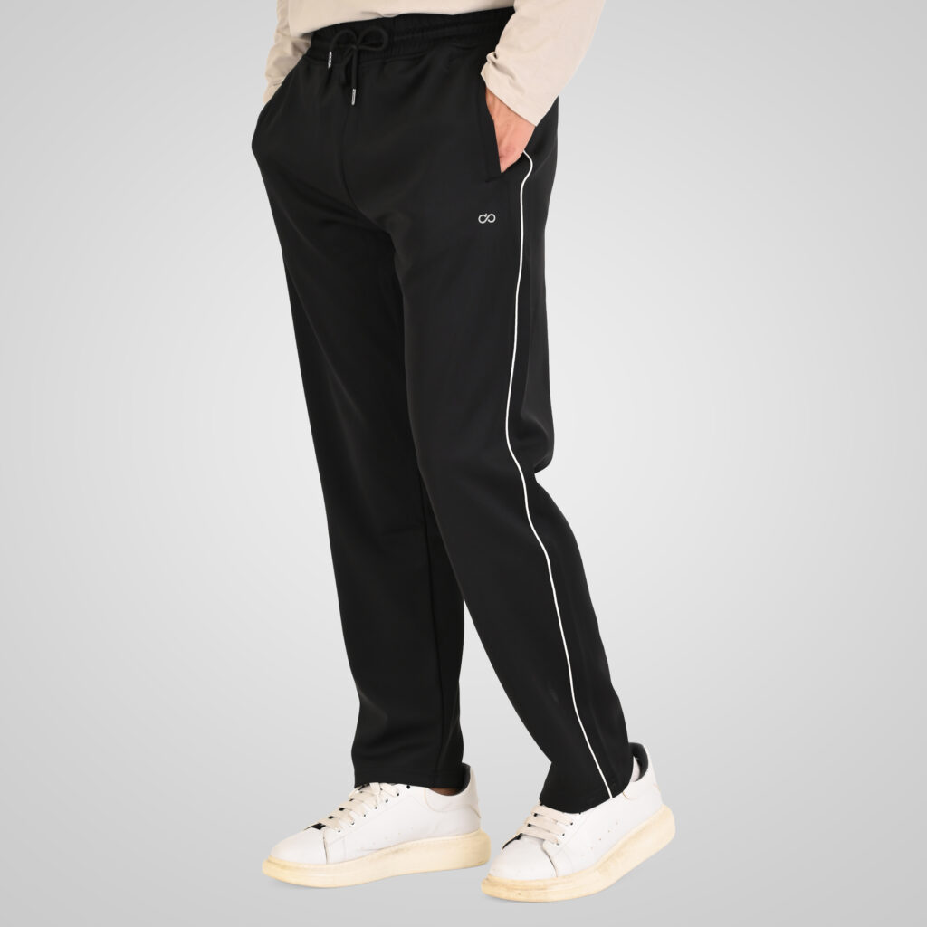 262MPAN-6061 JOGGER PANTS WITH ELASTIC WAISTBAND. HIGH DENSITY PRINT AND PIPING BLACK