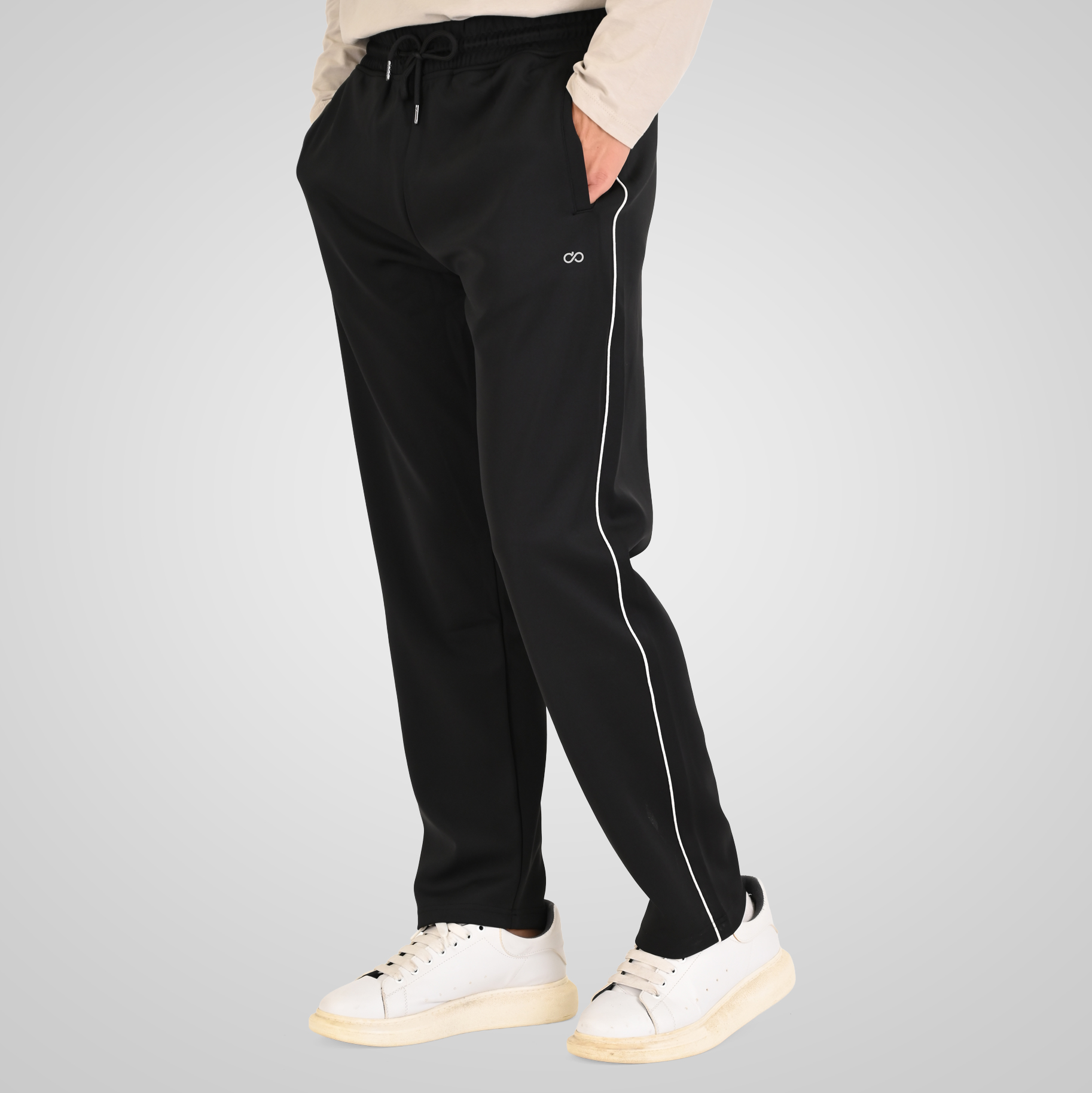 262MPAN-6061 JOGGER PANTS WITH ELASTIC WAISTBAND. HIGH DENSITY PRINT AND PIPING BLACK - Image 3