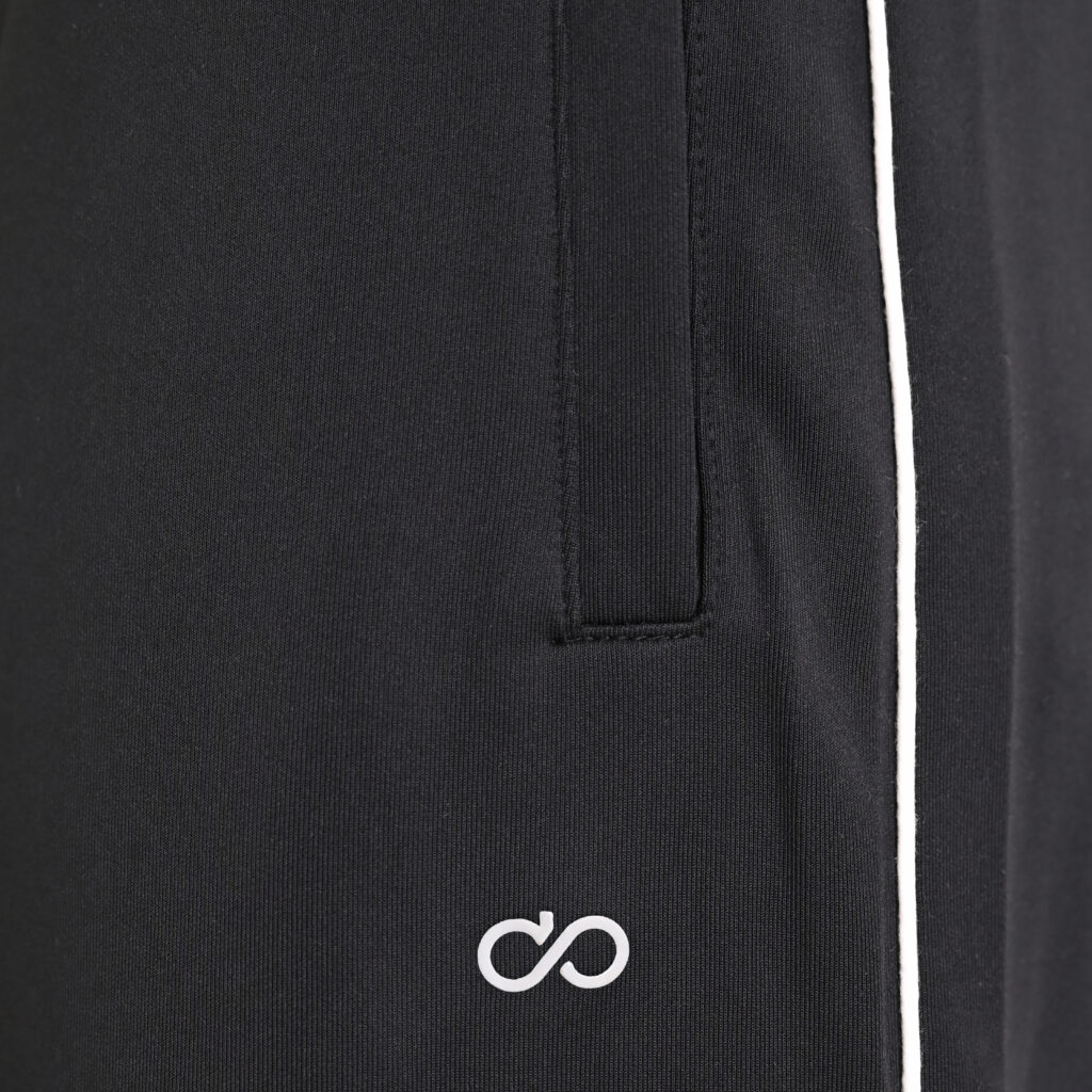 262MPAN-6061 JOGGER PANTS WITH ELASTIC WAISTBAND. HIGH DENSITY PRINT AND PIPING BLACK