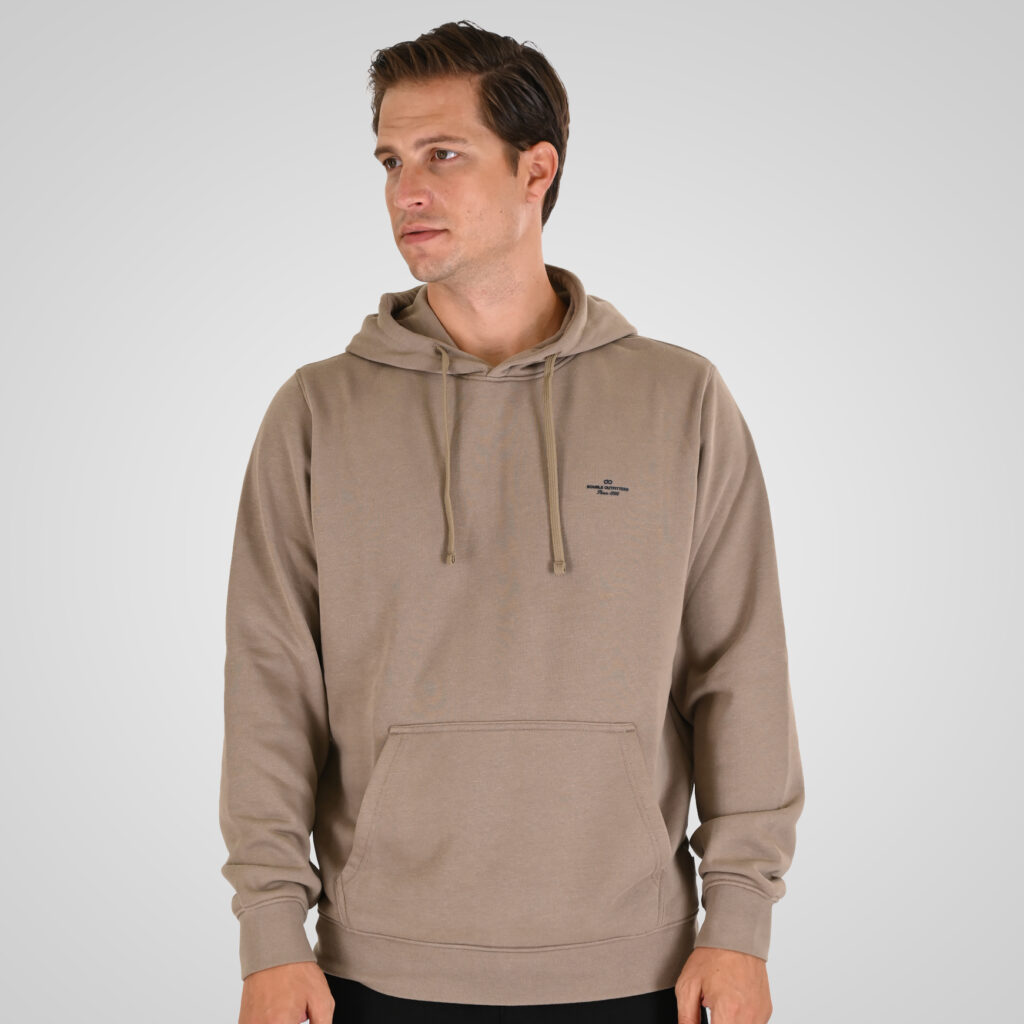 262MTOP-1140 HOODIE WITH HIGH DENSITY PRINT (TERRY FLEECE) DK BEIGE