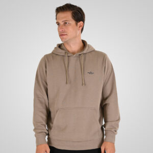 262MTOP-1140 HOODIE WITH HIGH DENSITY PRINT (TERRY FLEECE) DK BEIGE