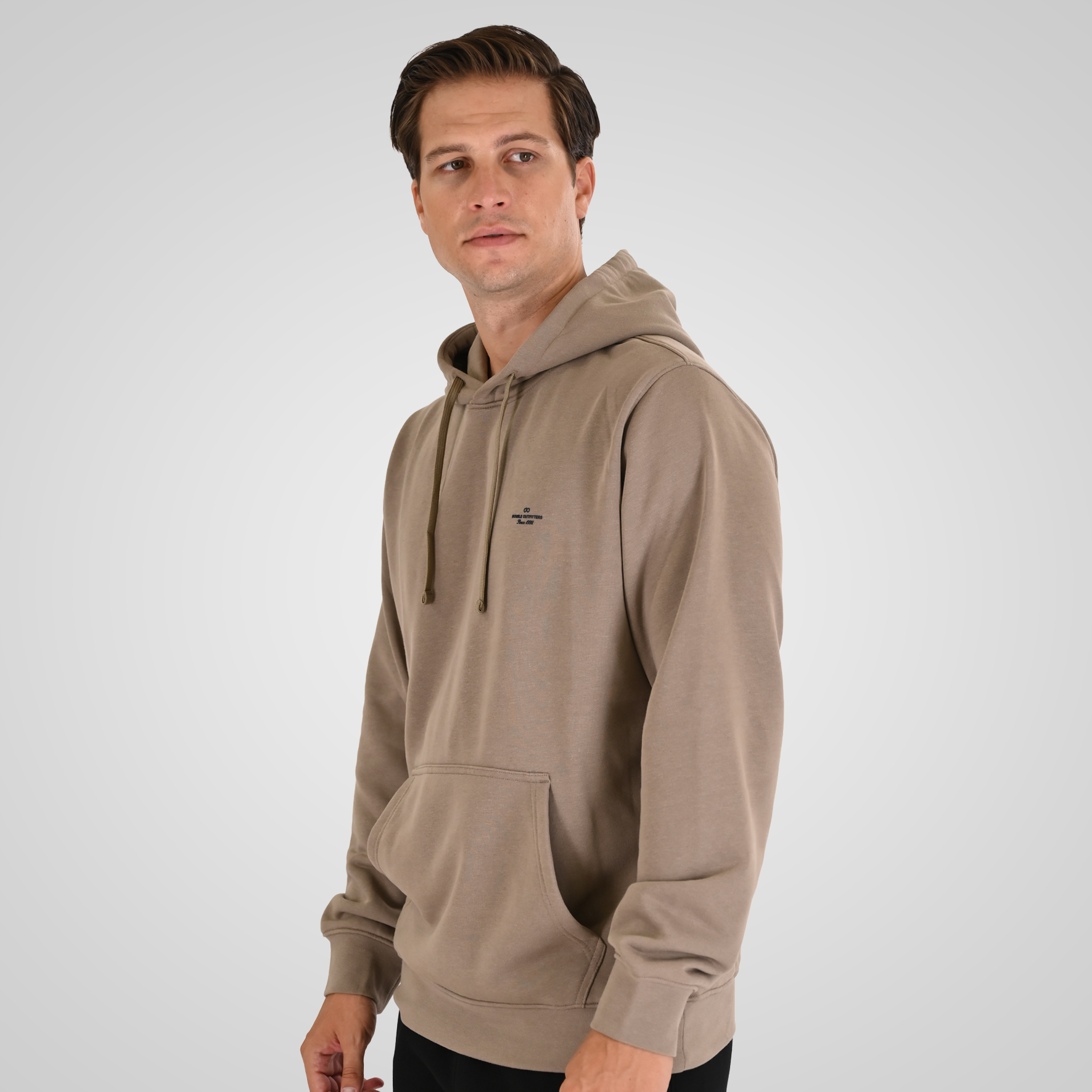 262MTOP-1140 HOODIE WITH HIGH DENSITY PRINT (TERRY FLEECE) DK BEIGE - Image 3