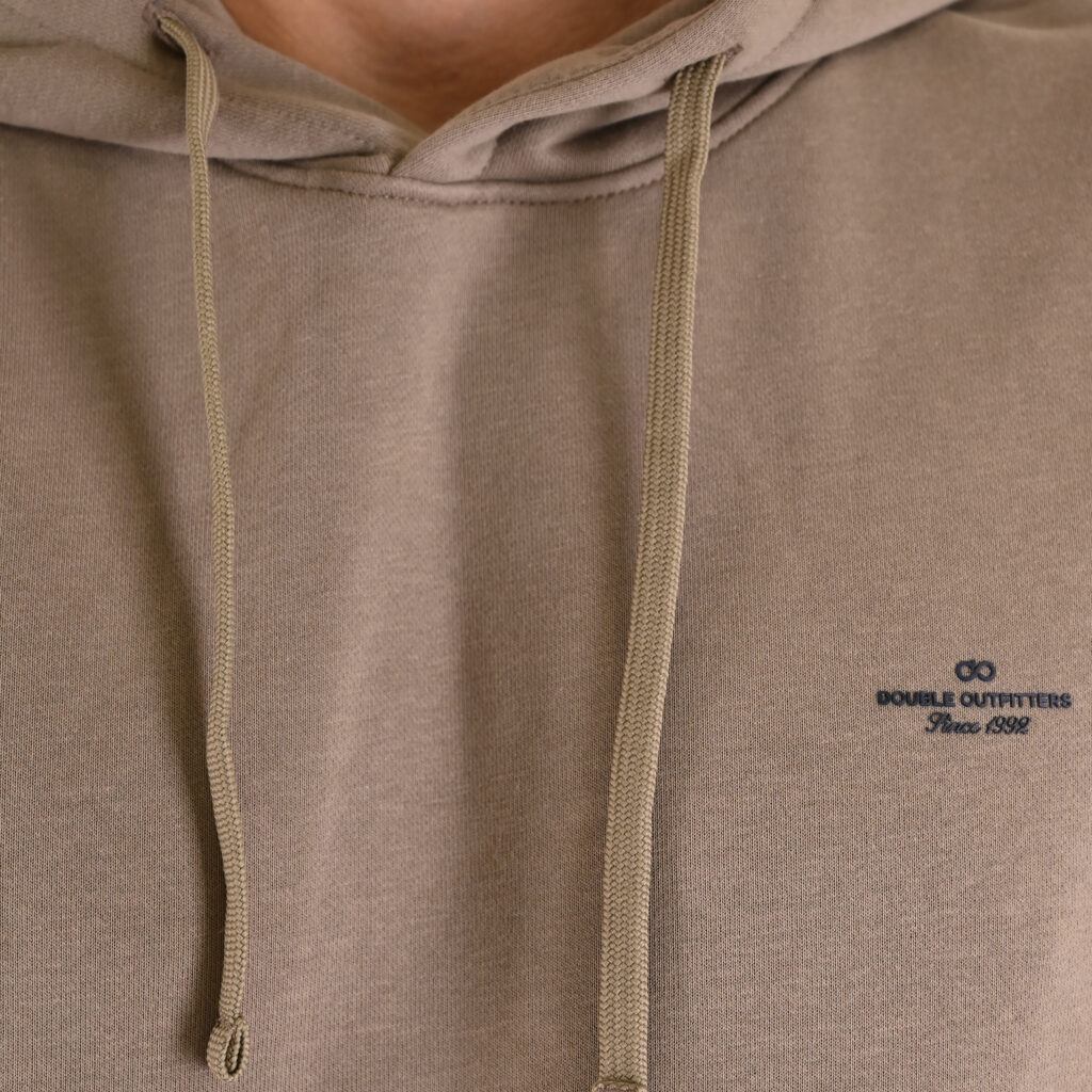 262MTOP-1140 HOODIE WITH HIGH DENSITY PRINT (TERRY FLEECE) DK BEIGE