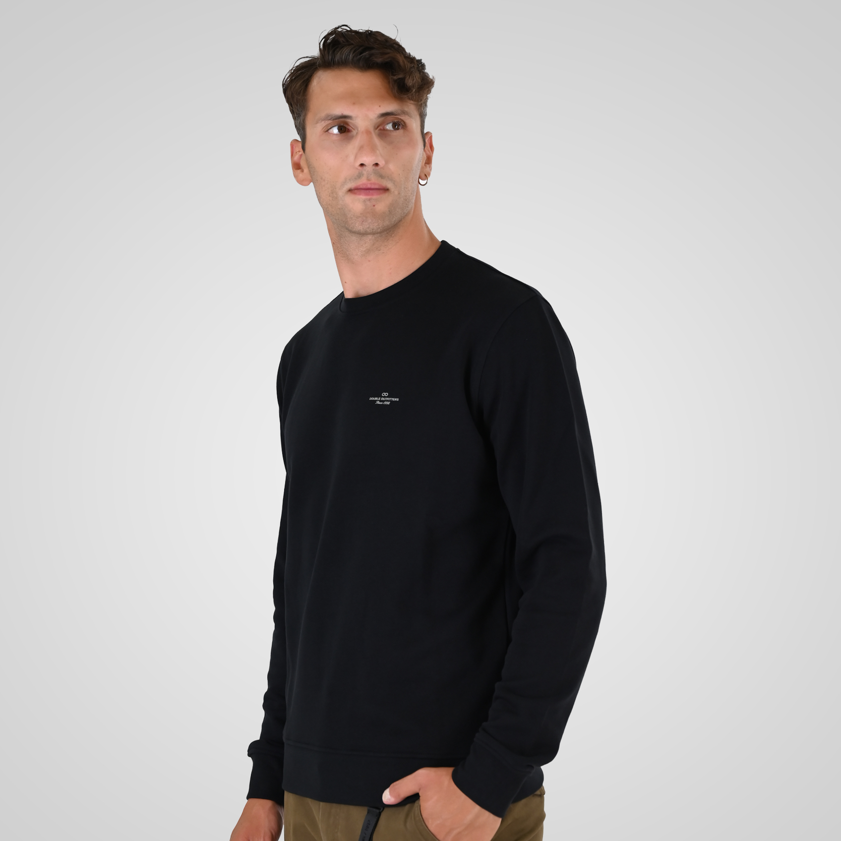 262MTOP-1141 CREWNECK WITH HIGH DENSITY PRINT (TERRY FLEECE) BLACK - Image 3