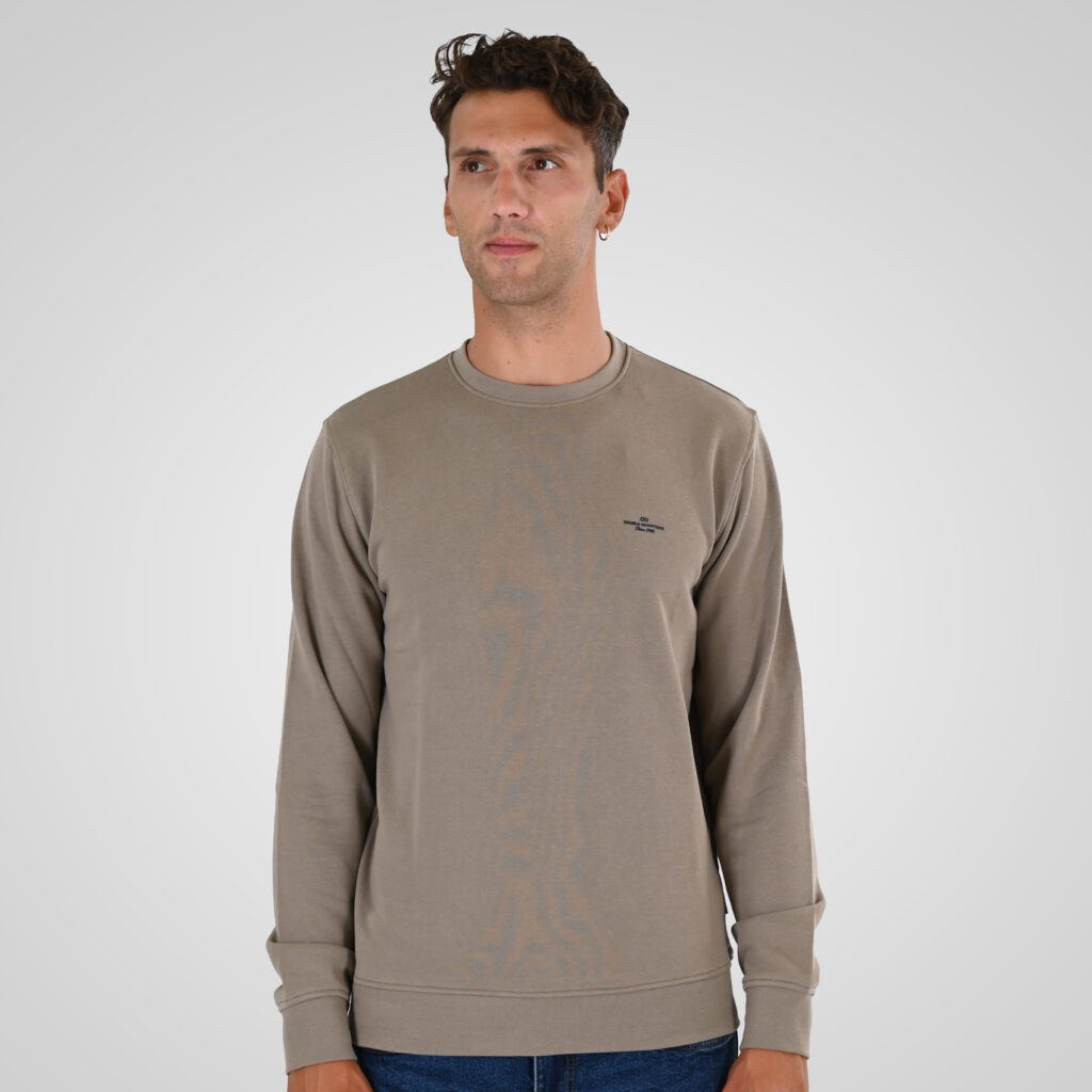 262MTOP-1141 CREWNECK WITH HIGH DENSITY PRINT (TERRY FLEECE) DK BEIGE
