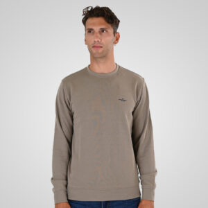 262MTOP-1141 CREWNECK WITH HIGH DENSITY PRINT (TERRY FLEECE) DK BEIGE