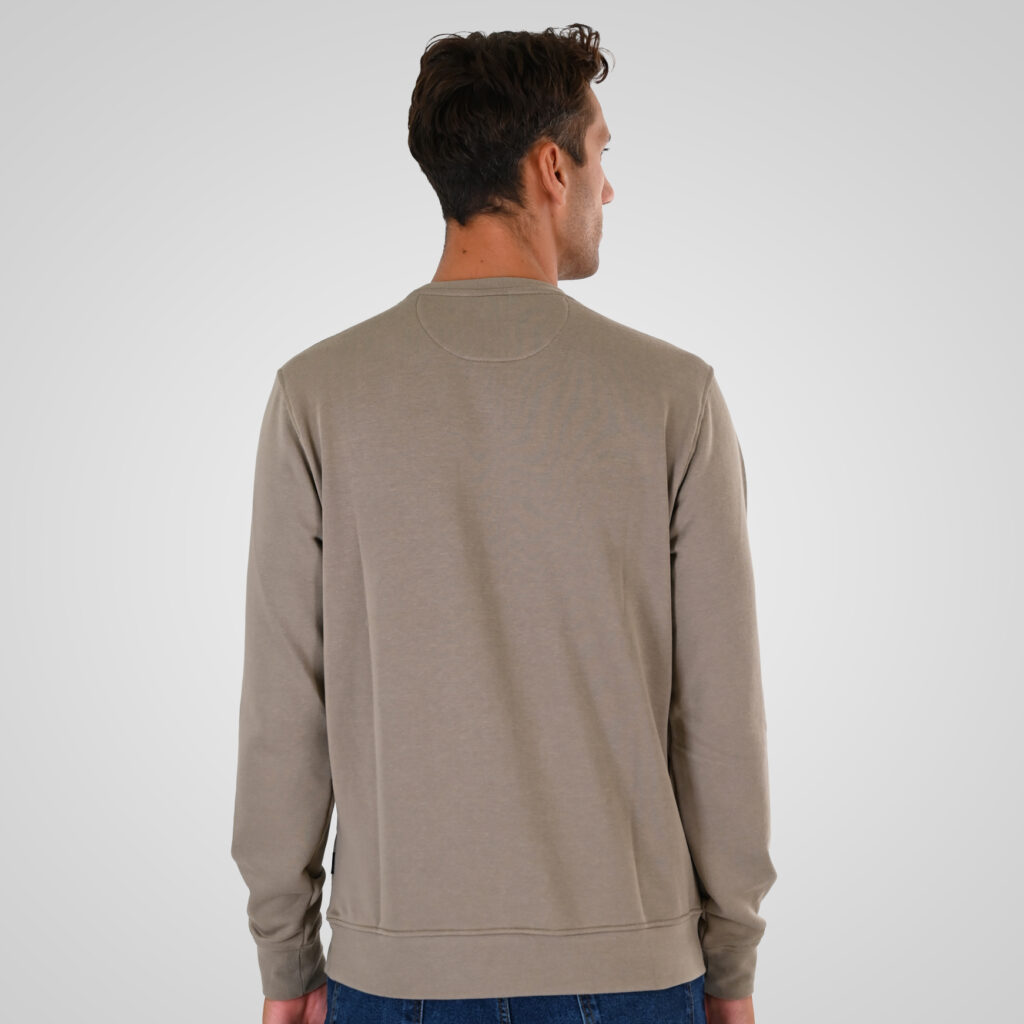 262MTOP-1141 CREWNECK WITH HIGH DENSITY PRINT (TERRY FLEECE) DK BEIGE
