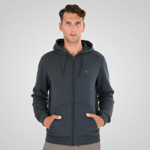262MTOP-1142 FULL-ZIP HOODIE WITH TWO COLORED LAYER HIGH DENSITY PRINT (BRUSHED FLEECE) ANTHRACITE